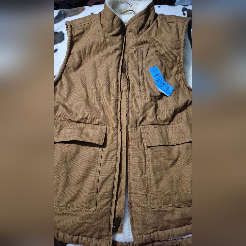 Lee Workwear Fleece Lined Canvas Vest NWT Size Mens L